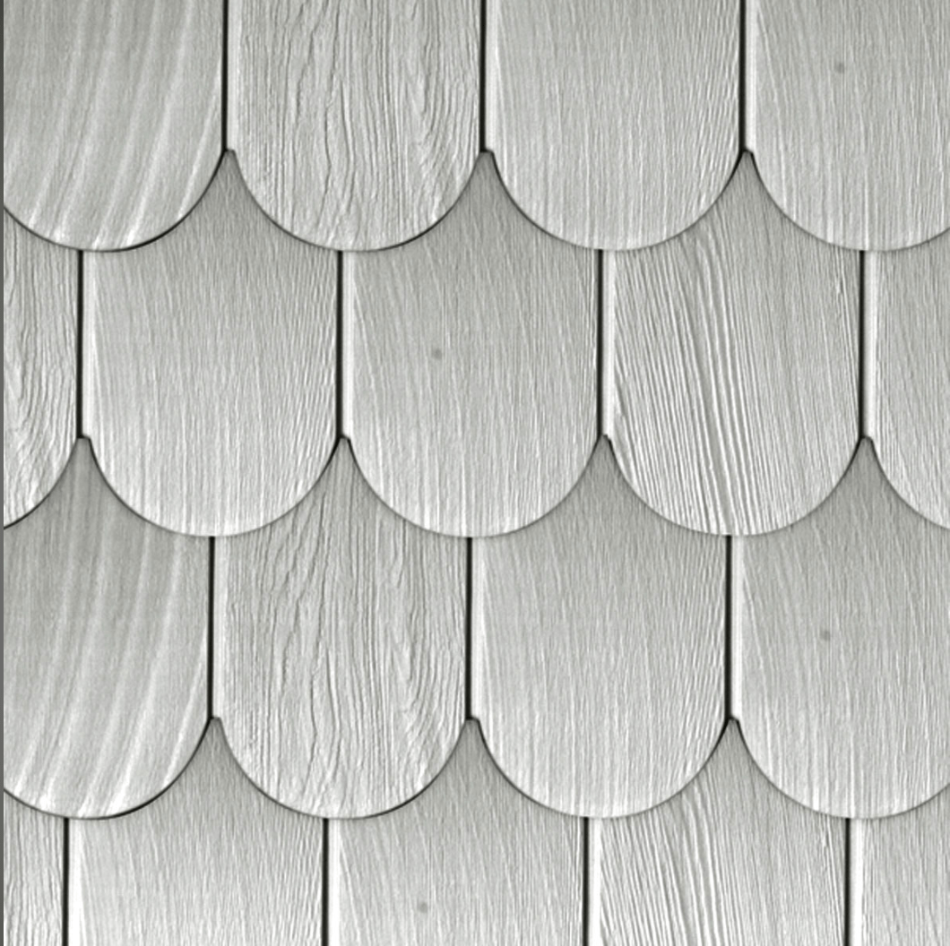 HardieShingle® Primed Half Round Woodgrain Fiber Cement Shingle Siding Panel